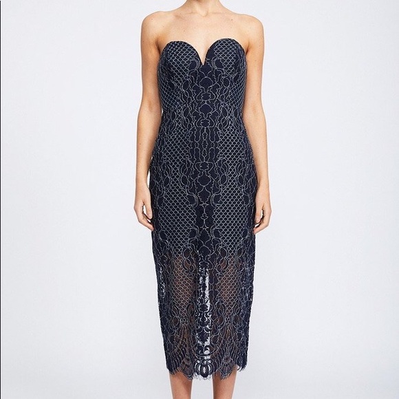 lace bustier midi dress